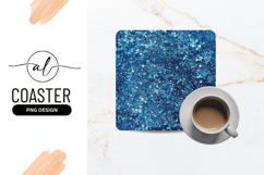 Blue Glitter Confetti Background For Square Coaster Product Image 1