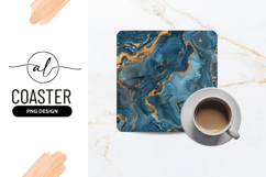 Blue And Gold Abstract Art Square Coaster Product Image 1