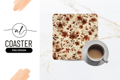 Brown Floral Pattern Square Coaster Design Product Image 1