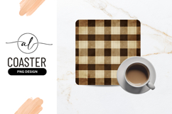 Brown Plaid Square Coaster Pattern Vintage Design Product Image 1