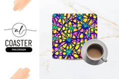 Colorful Abstract Flower Art Square Coaster Png Product Image 1