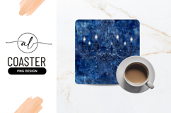 Elegant Chandelier On Blue Grunge Square Coaster Product Image 1