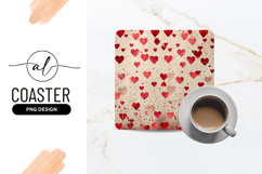 Valentine Hearts Texture Background For Square Coaster Png Product Image 1