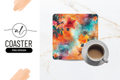 Vivid Tropical Floral Artwork Square Coaster Png Product Image 1
