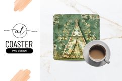 Floral Tipi Tent Square Coaster Png Image Product Image 1