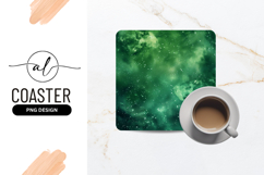 Green Nebula Space Background For Square Coaster Png Product Image 1