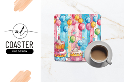Watercolor Cupcakes Balloons Festive Celebration Product Image 1