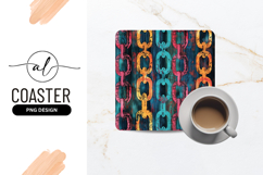 Colorful Chain Pattern Grunge Background For Square Coaster Product Image 1