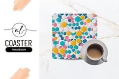 Colorful Hexagon Mosaic Tile Square Coaster Png Product Image 1