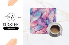 Pastel Feathers Background Texture Square Coaster Png Product Image 1