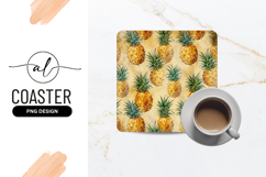 Vintage Pineapple Seamless Pattern Square Coaster Png Product Image 1