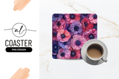 Gradient Anemone Flowers Background For Square Coaster Png Product Image 1