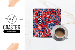 Red White Blue Paisley Floral Seamless Pattern Product Image 1