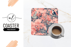 Cats In A Toile De Jouy Pattern Square Coaster Sublimation Product Image 1