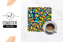 Colorful Stained Glass Abstract Square Coaster Png Product Image 1