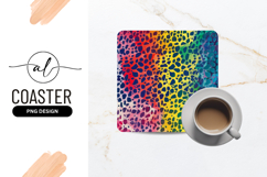 Rainbow Spotted Pattern Square Coaster Png Texture Product Image 1