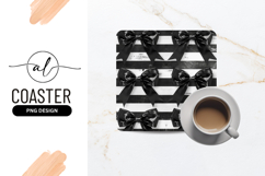 Black Bows On Striped Square Coaster Png Product Image 1