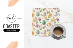 Floral Easter Eggs Square Coaster Png Pattern Product Image 1