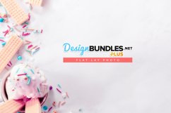 Scoop of Frozen Treat & Colorful Candy Bits | Flat Lay Photo Product Image 1