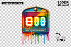 digital scoreboard png, countdown splash, game timer, sports event graphic, vibrant display, paint drip effect, scoreboard art, dynamic sports, colorful splash, scoreboard clipart, sports sublimation, splash art png, watercolor art, scoreboard graphic, pa