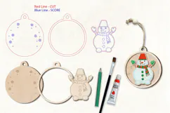 Snowman Christmas Ornament Laser Scoring Engraving Glowforge Product Image 3