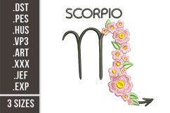 Scorpio Floral Zodiac Sign | Embroidery Design Product Image 1