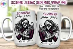 Snarky Skeleton Zodiac Sign Mug Wrap, Scorpio Zodiac Mug Product Image 1