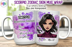 Zodiac Sign Mug Wrap PNG, Scorpio 15oz Sublimation Print Product Image 1