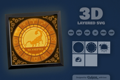 Scorpio Zodiac 3D Shadow Box Layered Papercut Product Image 1