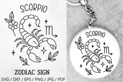 Scorpio Zodiac Sign SVG – cute scorpio illustration with floral details and stars. Perfect for astrology t-shirts, mugs, tote bags, keychains, zodiac stickers, planners, posters, invitations, horoscope crafts, and birthday gifts.