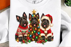 Scottie Dog Christmas PNG Design, Three Scottish Terriers wi Product Image 2