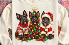 Scottie Dog Christmas PNG Design, Three Scottish Terriers wi Product Image 4