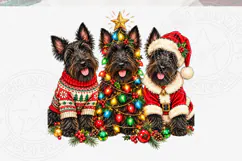 Scottie Dog Christmas PNG Design, Three Scottish Terriers wi Product Image 5