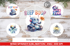 Vintage Robot Quotes Wind Spinner Product Image 1