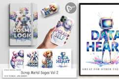 Vintage Robot Quotes Digital Paper Product Image 1