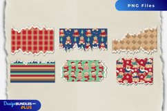 Cute Christmas Teddy Torn Paper - Scrapbooking PNG Product Image 1