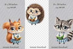 Cute Reading Animals Clipart PNG Clipart. Product Image 2