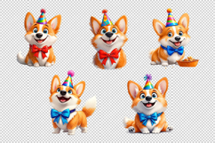 Funny Corgis in Party Hats Clipart Set Product Image 2