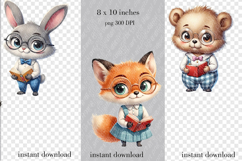 Cute Reading Animals Clipart PNG Clipart. Product Image 3