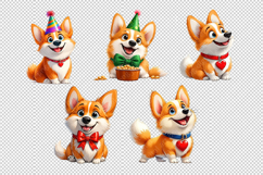 Funny Corgis in Party Hats Clipart Set Product Image 3