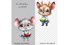 Cute Reading Animals Clipart PNG Clipart. Product Image 4