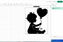 Baby girl silhouette with heart shaped balloon SVG EPS PNG. Product Image 2