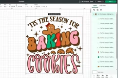 Tis the season baking cookies. Retro chtristmas quote SVG. Product Image 3