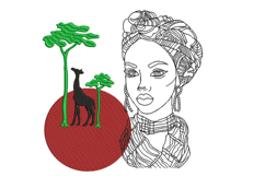 African Woman Machine Embroidery Design Product Image 1