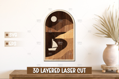 Sailboat and River Sunset 3D Layered Landscape Laser Cut SVG Product Image 1