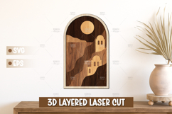 Cliffside Greek Village at Dusk 3D Layered Laser Cut SVG Product Image 1