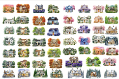 144 SUPER Cozy Watercolor House Cliparts Bundle Product Image 3