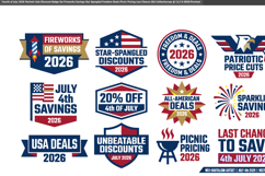 4th of July 2026 Patriotic Sale Promo Badges Bundle EPS Pack Product Image 2
