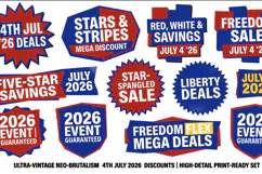 Star-Spangled 4th July 2026 Neo-Brutal Sale Badge EPS Product Image 2