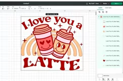 Love you a latte. Retro Valentine's day quote SVG, PNG. Product Image 2